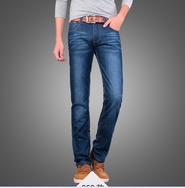 Summer Men's Fashion Breathable Soft Cotton Straight  Jeans Men Slacks Simple Men Pants Trousers