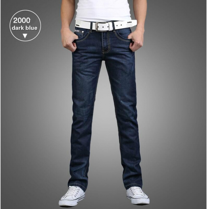 Summer Men's Fashion Breathable Soft Cotton Straight  Jeans Men Slacks Simple Men Pants Trousers