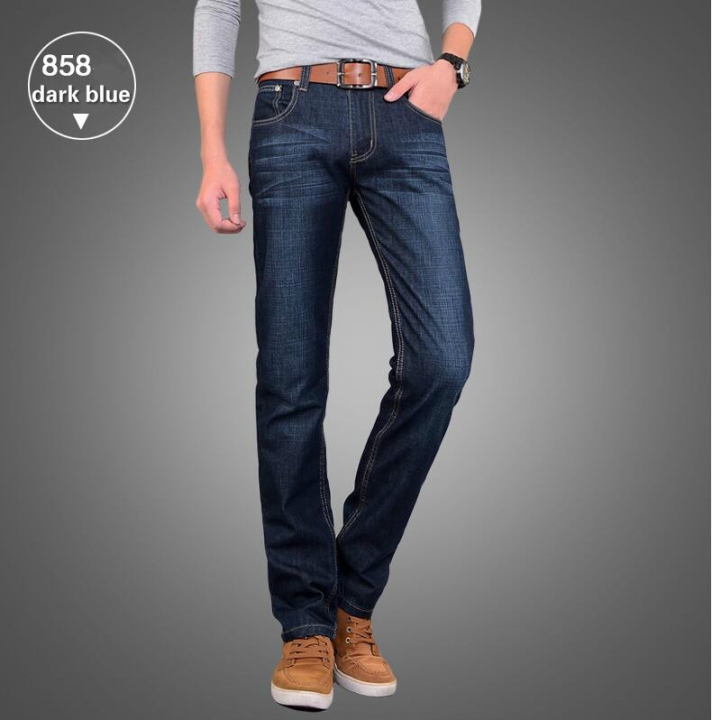 Summer Men's Fashion Breathable Soft Cotton Straight  Jeans Men Slacks Simple Men Pants Trousers