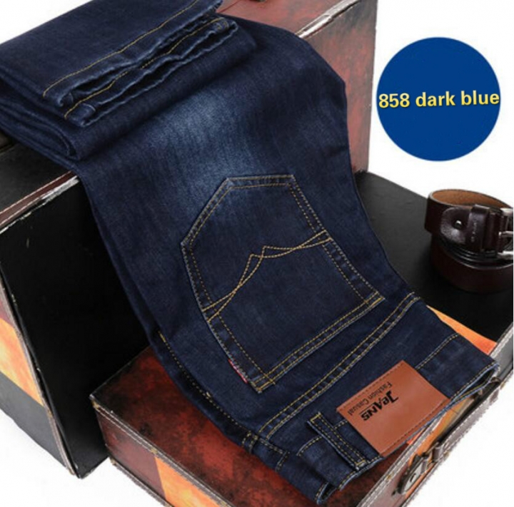 Summer Men's Fashion Breathable Soft Cotton Straight  Jeans Men Slacks Simple Men Pants Trousers