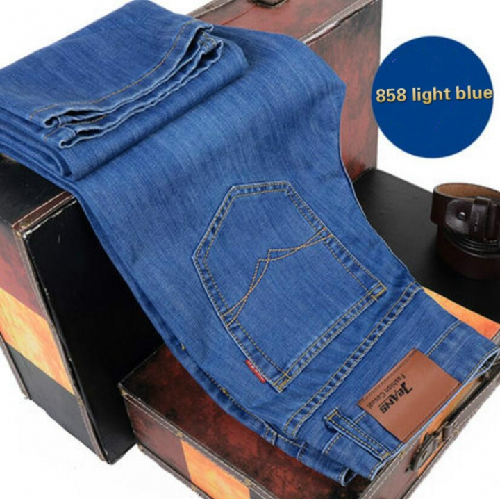 Summer Men's Fashion Breathable Soft Cotton Straight  Jeans Men Slacks Simple Men Pants Trousers