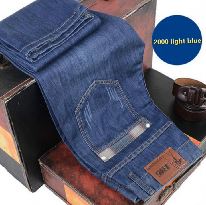 Summer Men's Fashion Breathable Soft Cotton Straight  Jeans Men Slacks Simple Men Pants Trousers