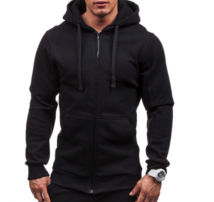 Plus Size Men's Hoodies Tracksuit Drawstring Pocket Sweatshirt Long Sleeve Zip Slim Coat Male Jacket