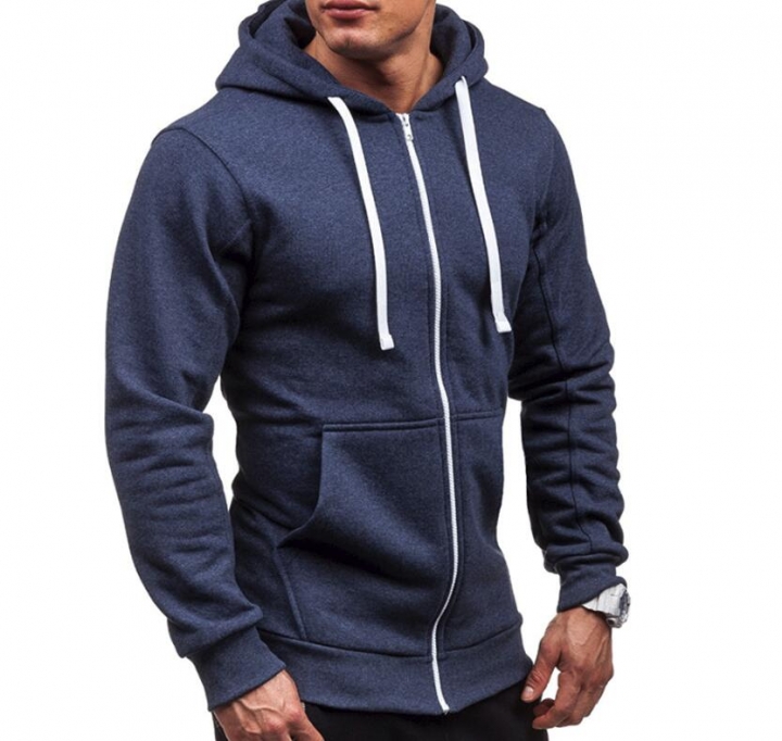 Plus Size Men's Hoodies Tracksuit Drawstring Pocket Sweatshirt Long Sleeve Zip Slim Coat Male Jacket