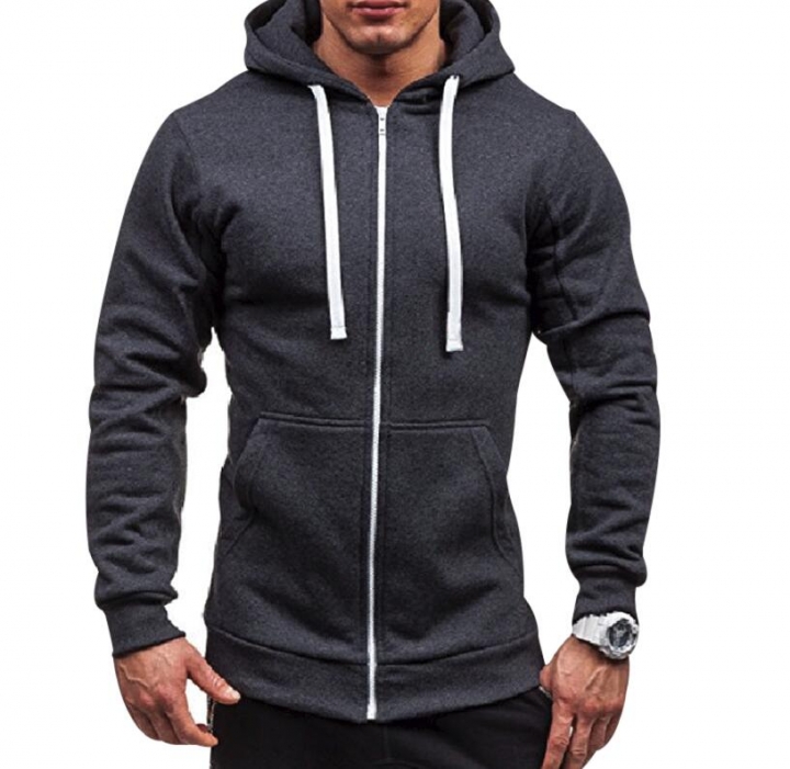 Plus Size Men's Hoodies Tracksuit Drawstring Pocket Sweatshirt Long Sleeve Zip Slim Coat Male Jacket