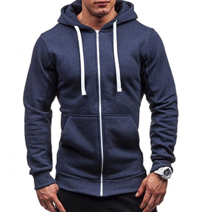 Plus Size Men's Hoodies Tracksuit Drawstring Pocket Sweatshirt Long Sleeve Zip Slim Coat Male Jacket