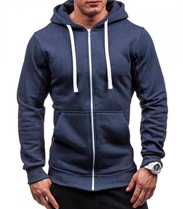 Plus Size Men's Hoodies Tracksuit Drawstring Pocket Sweatshirt Long Sleeve Zip Slim Coat Male Jacket