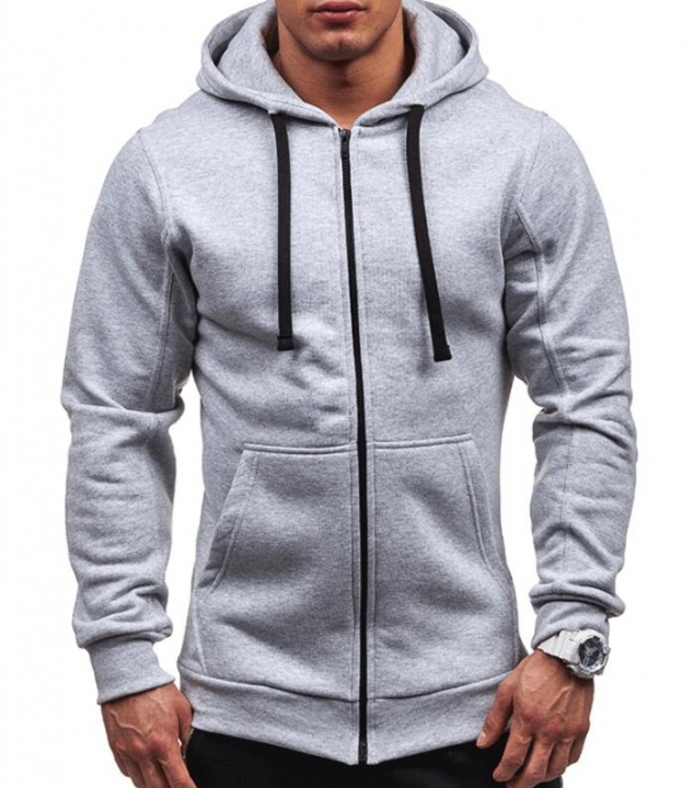 Plus Size Men's Hoodies Tracksuit Drawstring Pocket Sweatshirt Long Sleeve Zip Slim Coat Male Jacket