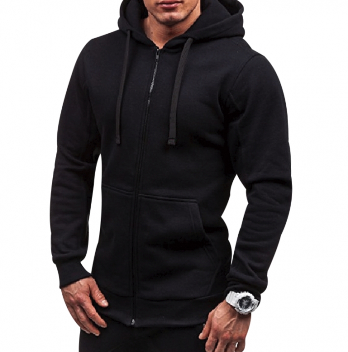 Plus Size Men's Hoodies Tracksuit Drawstring Pocket Sweatshirt Long Sleeve Zip Slim Coat Male Jacket