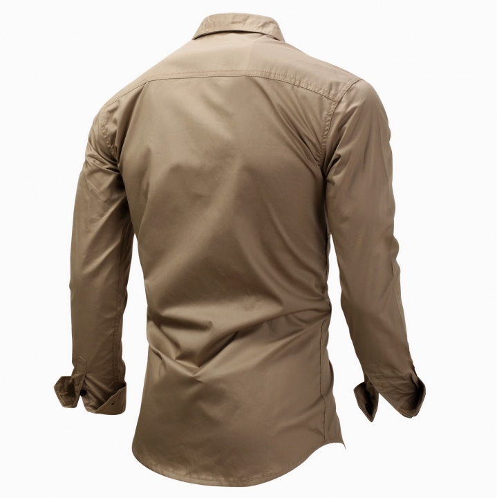 Men Shirt Military Men Long Sleeve Slim fit  Khaki Army Green Shirt High Quality Shirt Men