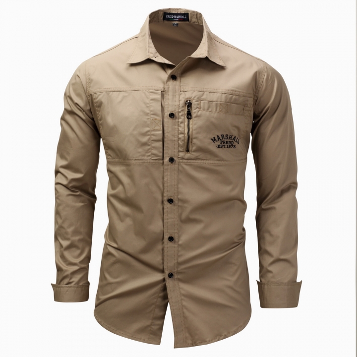 Men Shirt Military Men Long Sleeve Slim fit  Khaki Army Green Shirt High Quality Shirt Men