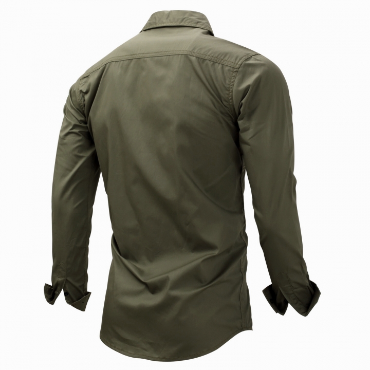Men Shirt Military Men Long Sleeve Slim fit  Khaki Army Green Shirt High Quality Shirt Men