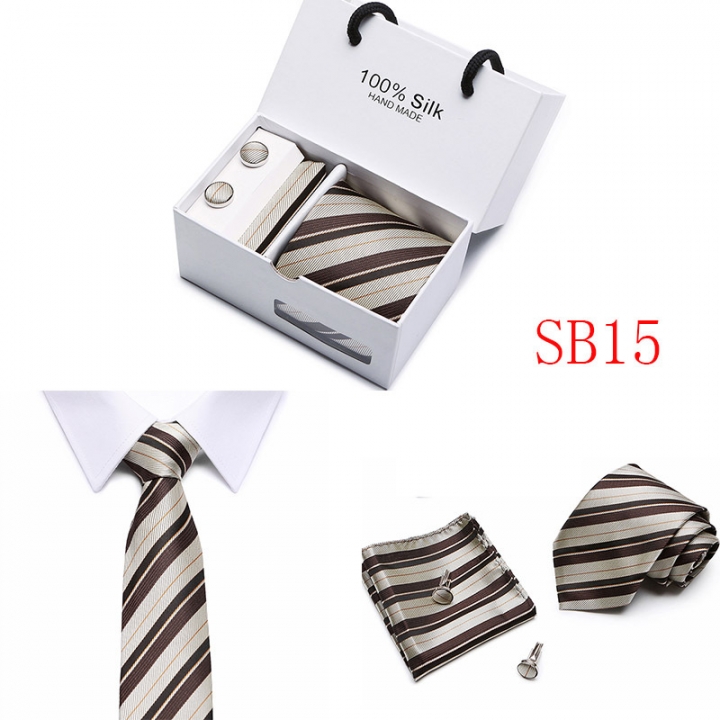 Gift Box 35 Styles Solid Men Ties Fashion Jacquard Woven Silk Neckties For Men Wedding Party Suits