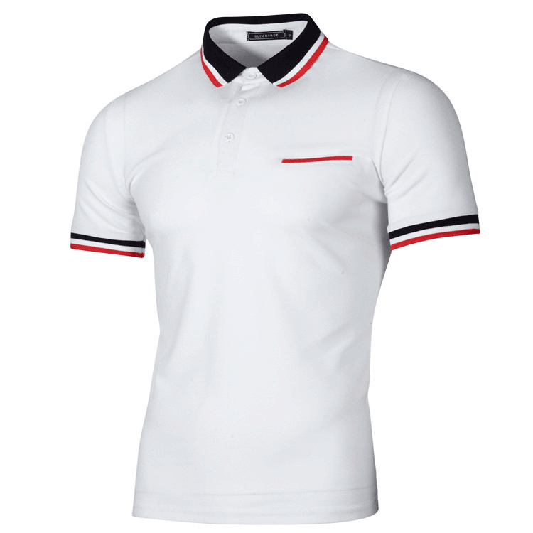 M&amp;J Men Short Sleeve Polos New Top T-shirt Summer Slim Business Office Shirt
