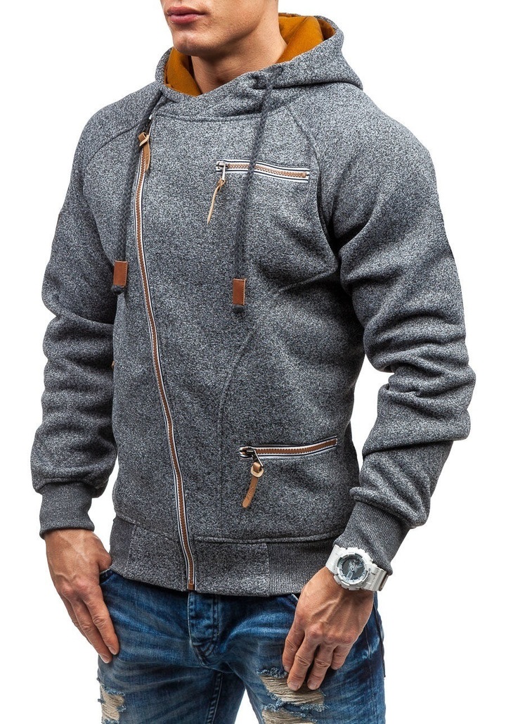 M&J Fashion Casual Men Hoodies Sweatshirt Men Hoodie Pullover Zipper Plus Size Blouse Men Coat
