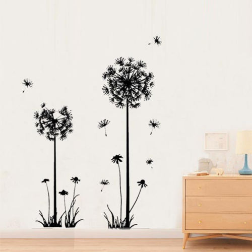 M&amp;J Hot Black Dandelion Living Room Bedroom Wall Stickers Household Adornment Wall Stickers