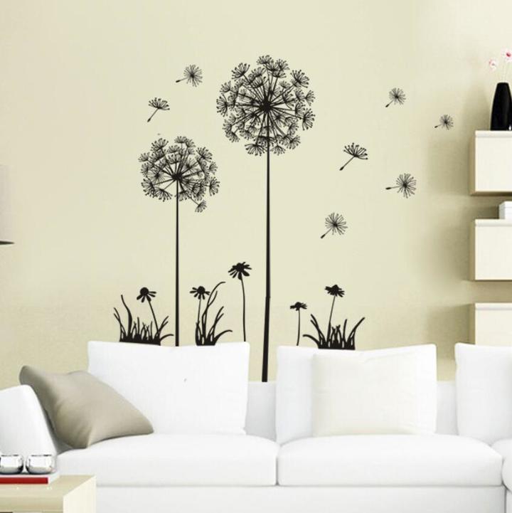 M&amp;J Hot Black Dandelion Living Room Bedroom Wall Stickers Household Adornment Wall Stickers