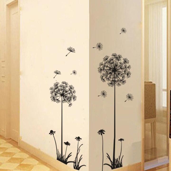 M&amp;J Hot Black Dandelion Living Room Bedroom Wall Stickers Household Adornment Wall Stickers