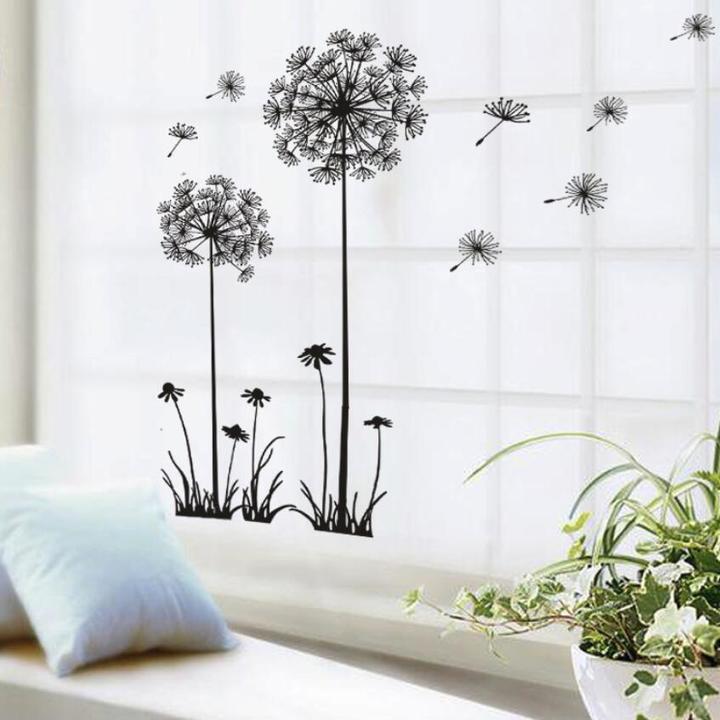 M&amp;J Hot Black Dandelion Living Room Bedroom Wall Stickers Household Adornment Wall Stickers