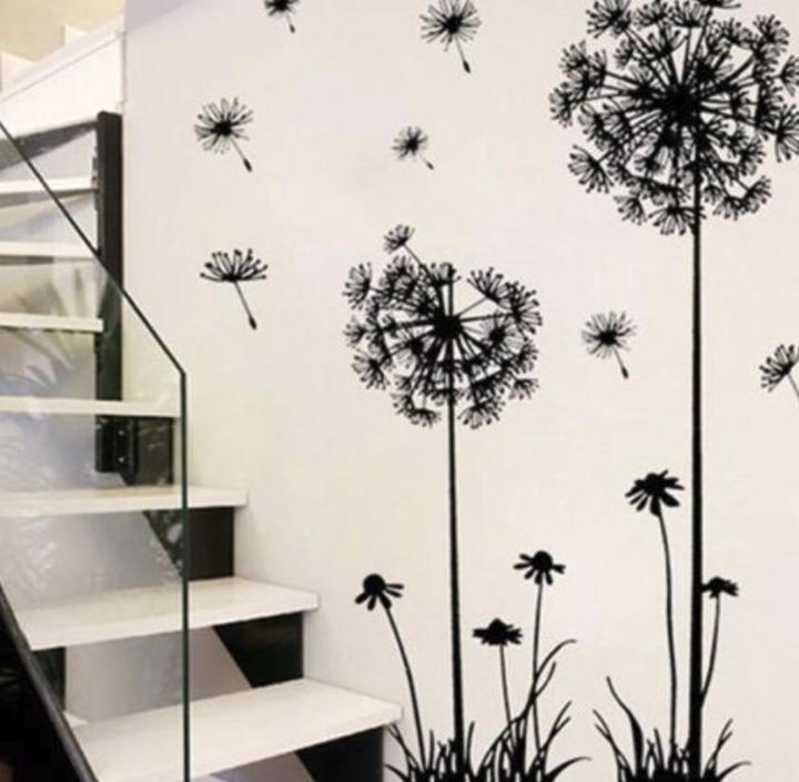 M&amp;J Hot Black Dandelion Living Room Bedroom Wall Stickers Household Adornment Wall Stickers