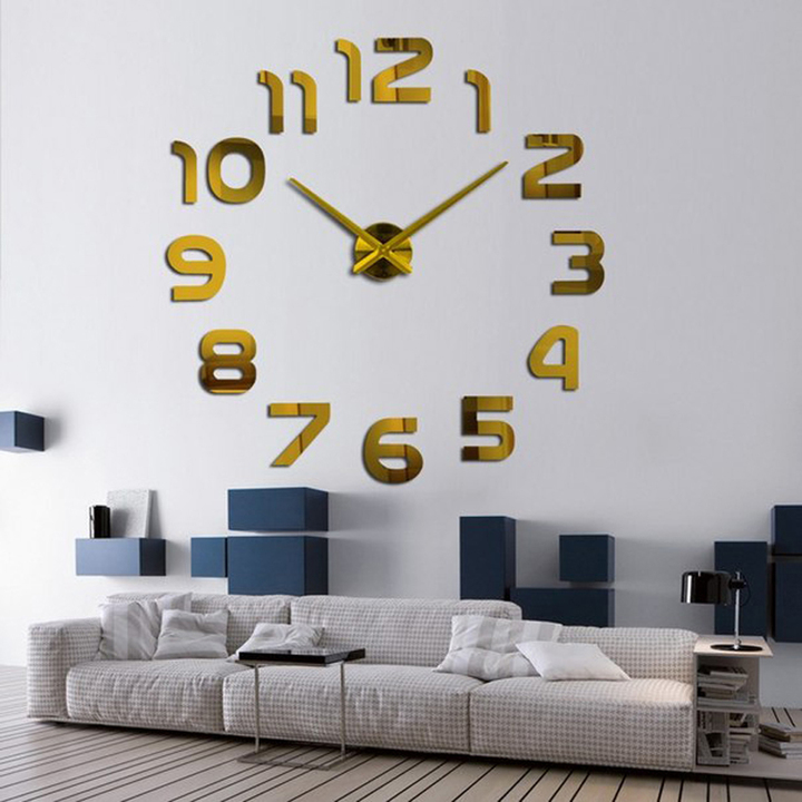 M&amp;J New Clock Watch Wall Clocks Horloge 3D Diy Acrylic Mirror Stickers Home Decoration Living Room