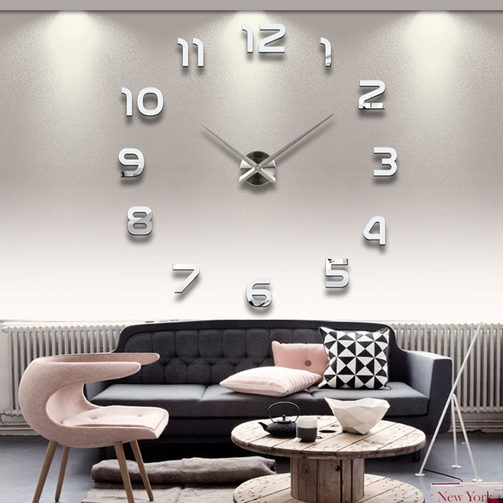 M&amp;J New Clock Watch Wall Clocks Horloge 3D Diy Acrylic Mirror Stickers Home Decoration Living Room