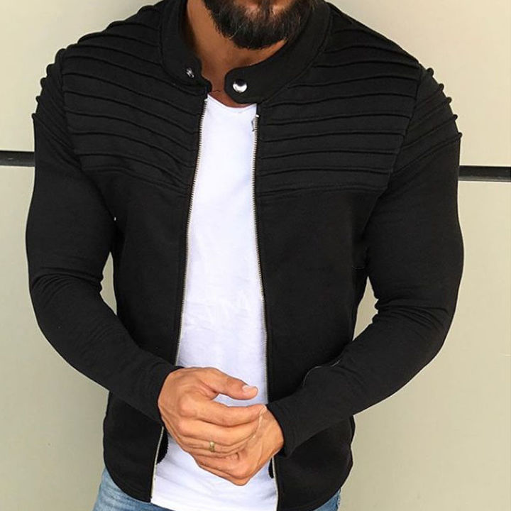M&J  Spring Summer Men Jackets Solid Zip Jacket Men Coat  Hoodies Casual Jacket Male Outwear