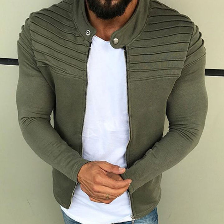 M&J  Spring Summer Men Jackets Solid Zip Jacket Men Coat  Hoodies Casual Jacket Male Outwear