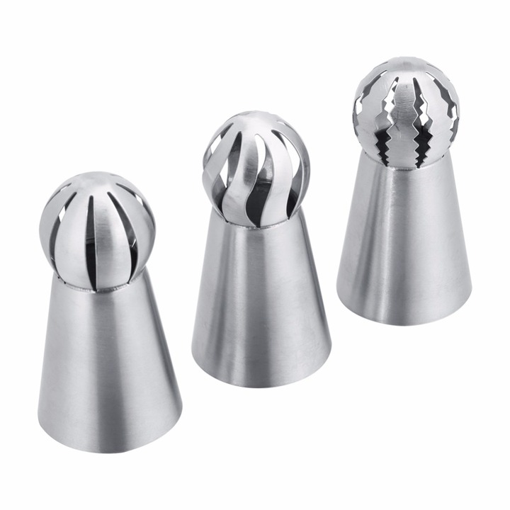 3PCs Cake Icing Nozzles Russian Piping Tips Pastry Cake Decorating Tool Stainless Steel Baking Tool