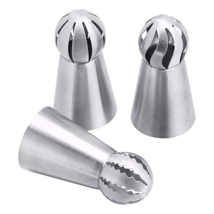 3PCs Cake Icing Nozzles Russian Piping Tips Pastry Cake Decorating Tool Stainless Steel Baking Tool