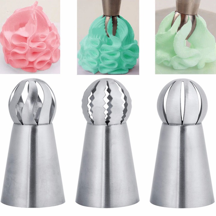 3PCs Cake Icing Nozzles Russian Piping Tips Pastry Cake Decorating Tool Stainless Steel Baking Tool