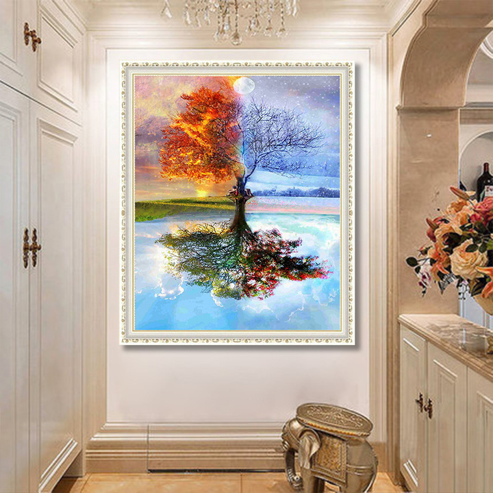 Full DIY 5D Diamond Painting Seasons Tree Cross Stitch Diamond Embroidery Patterns Diamond