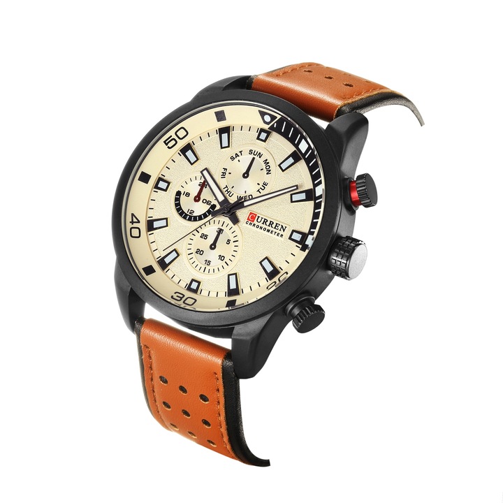 CURREN Top New Fashion Quartz Wrist Watch Men Leather Strap Round Quartz Watches