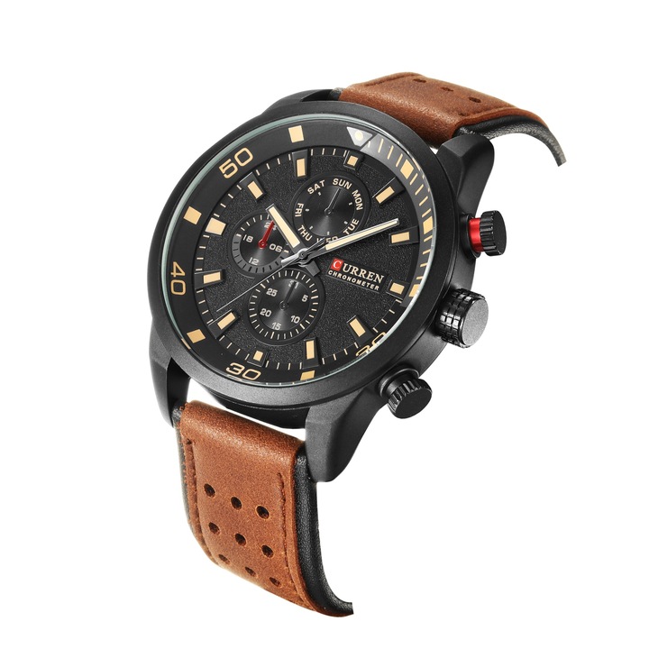 CURREN Top New Fashion Quartz Wrist Watch Men Leather Strap Round Quartz Watches