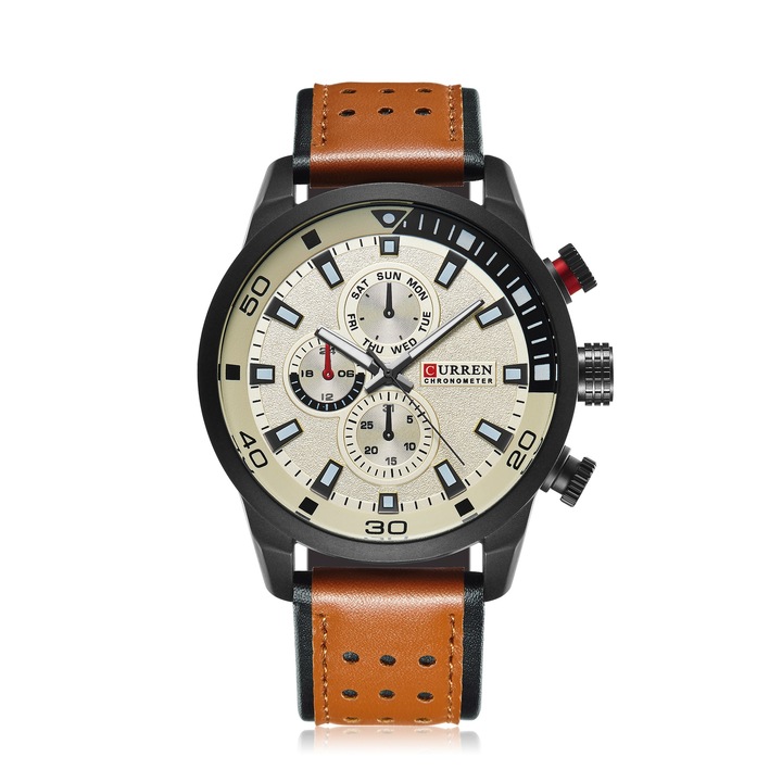 CURREN Top New Fashion Quartz Wrist Watch Men Leather Strap Round Quartz Watches