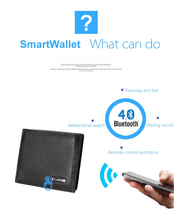 Smart Wallet Men Genuine Leather High Quality Anti Lost Intelligent Bluetooth Purse Valentine Gift