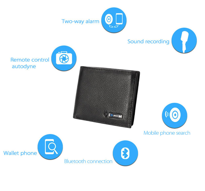 Smart Wallet Men Genuine Leather High Quality Anti Lost Intelligent Bluetooth Purse Valentine Gift