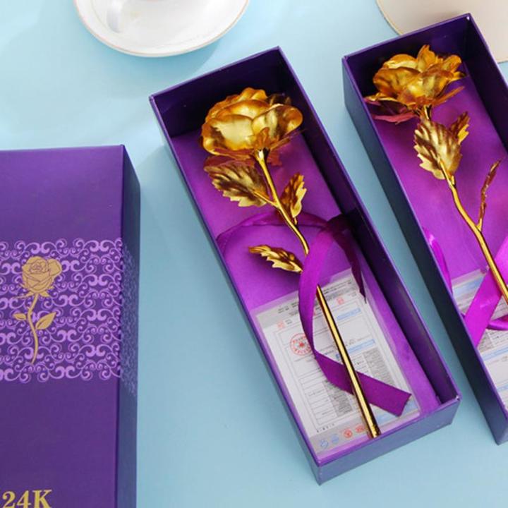 24k Gold Foil Plated Rose Dipped Rose Flower Valentines Day Gift Birthday Wedding Gift For Lovers