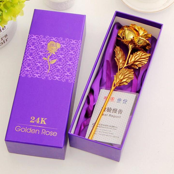 24k Gold Foil Plated Rose Dipped Rose Flower Valentines Day Gift Birthday Wedding Gift For Lovers