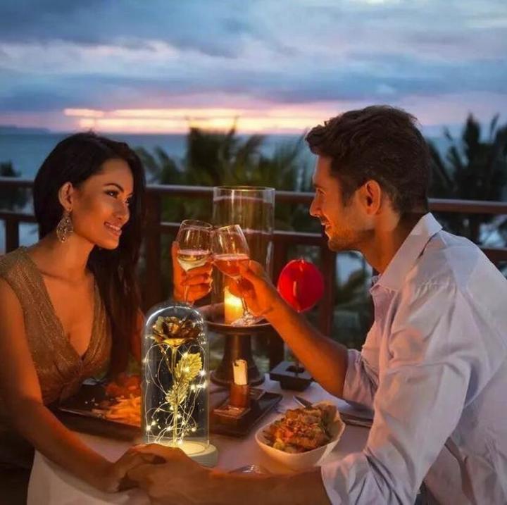LED Gold Rose In Glass Dome Beauty And The Beast Rose Decorative Flowers Birthday Valentine's Gifts
