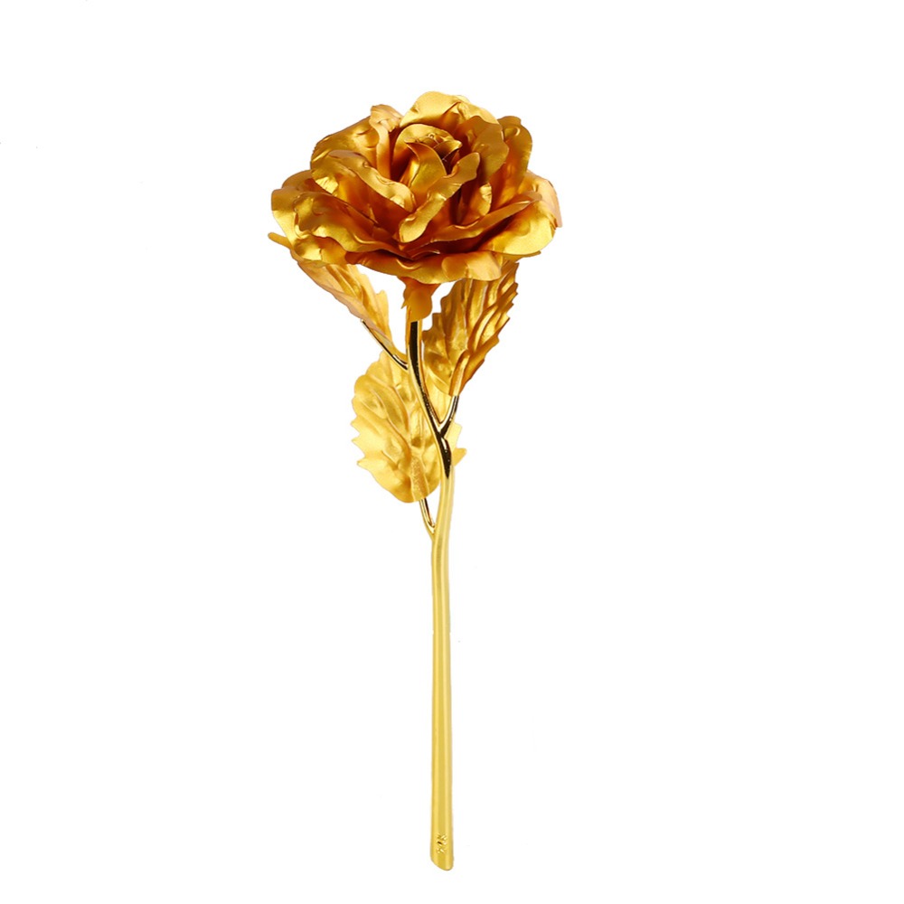 24K Foil Plated Rose Gold Rose Wedding Decor Valentine's Day Gift Lover's Artificial Home Decor
