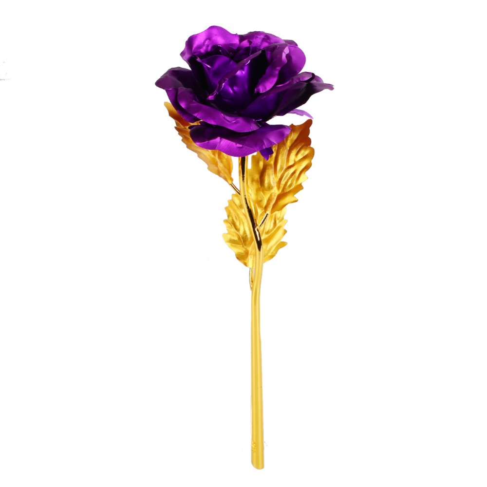 24K Foil Plated Rose Gold Rose Wedding Decor Valentine's Day Gift Lover's Artificial Home Decor