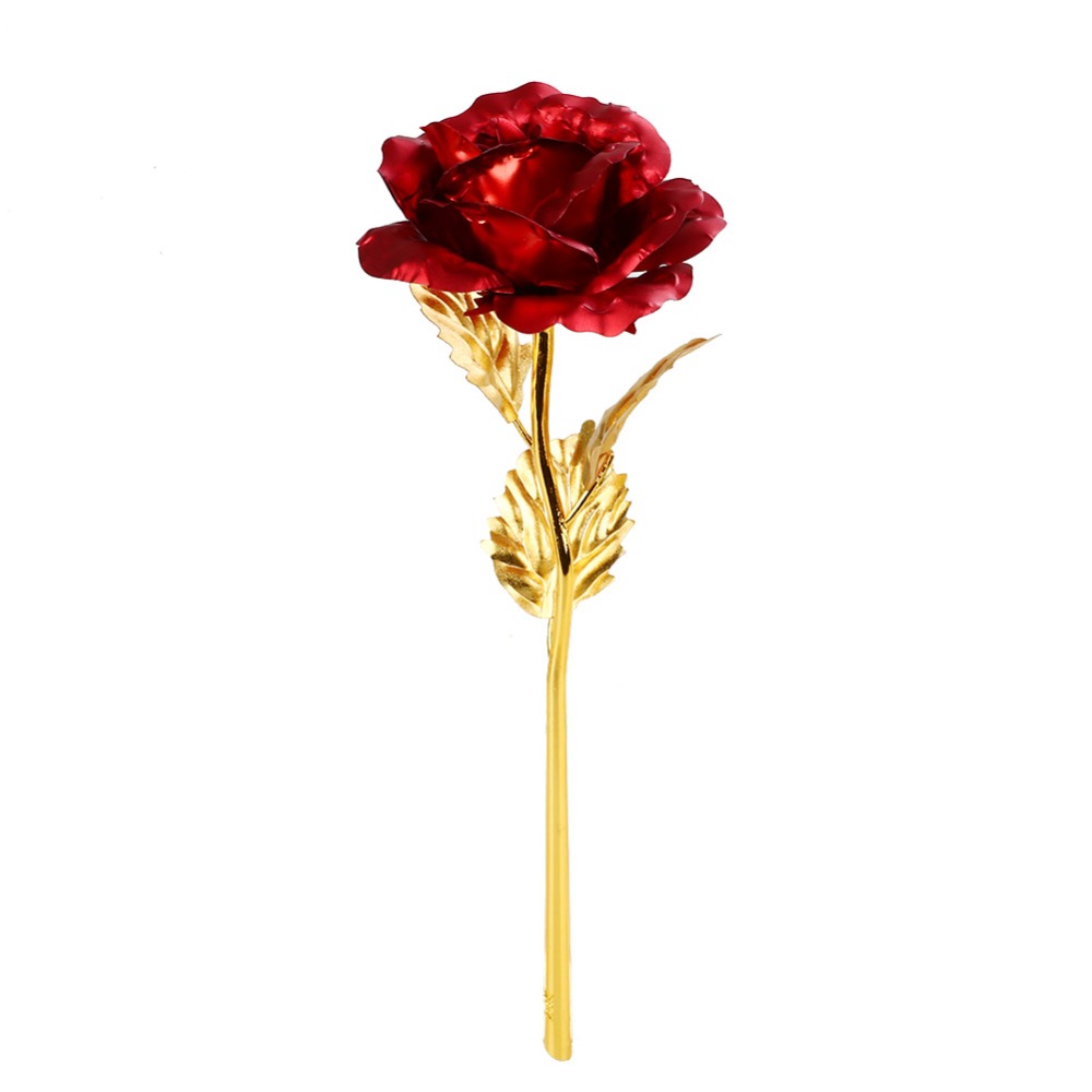 24K Foil Plated Rose Gold Rose Wedding Decor Valentine's Day Gift Lover's Artificial Home Decor