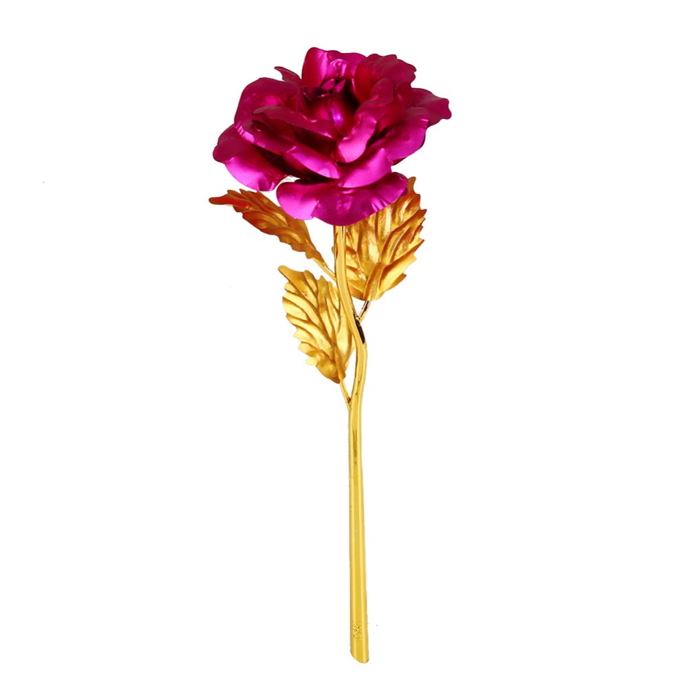 24K Foil Plated Rose Gold Rose Wedding Decor Valentine's Day Gift Lover's Artificial Home Decor