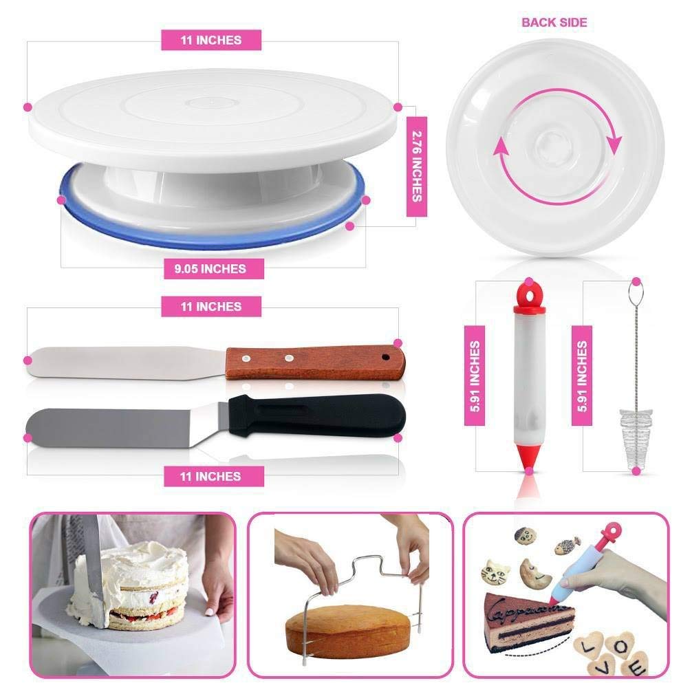 100PCS Multifunction Cake Decorating Kit Cake Turntable Set Pastry Tube Fondant Kitchen Bakery Tools