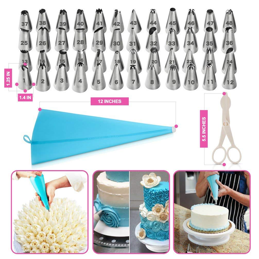 100PCS Multifunction Cake Decorating Kit Cake Turntable Set Pastry Tube Fondant Kitchen Bakery Tools