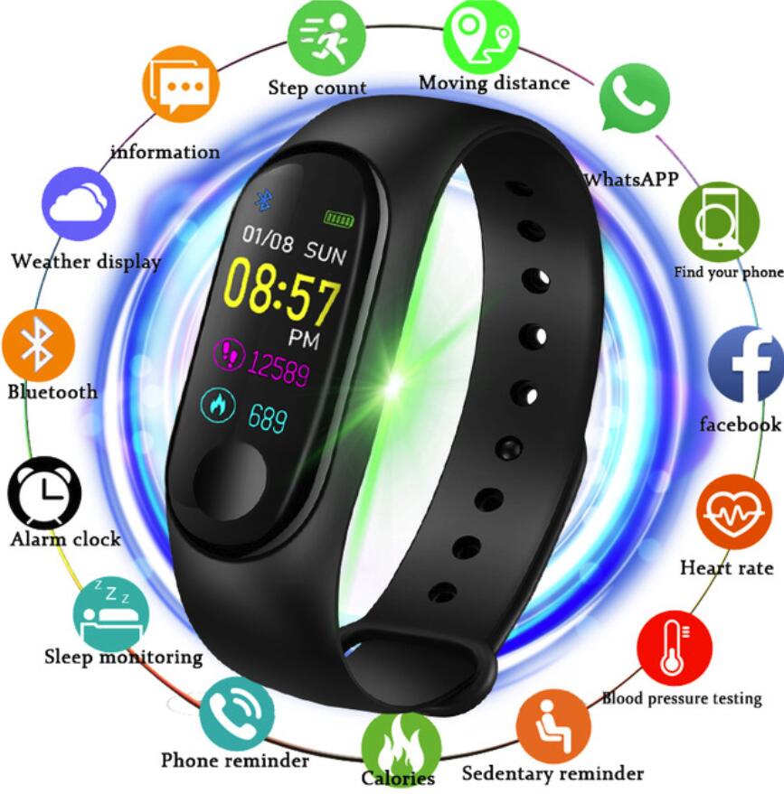 Color Screen Smart Watch Sport Fitness Bracelet Waterproof Blood Pressure Activity Tracker Watches