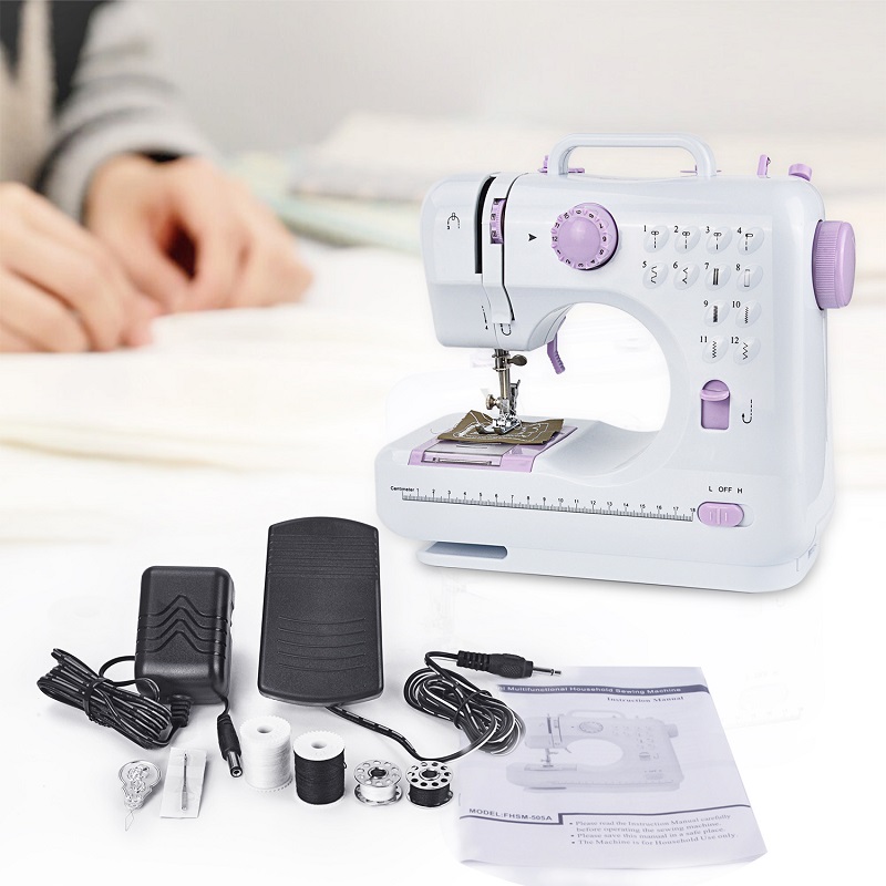12 Stitches Sewing Machine Multifunction Double Thread Speed Free-Arm Crafting Mending Machine