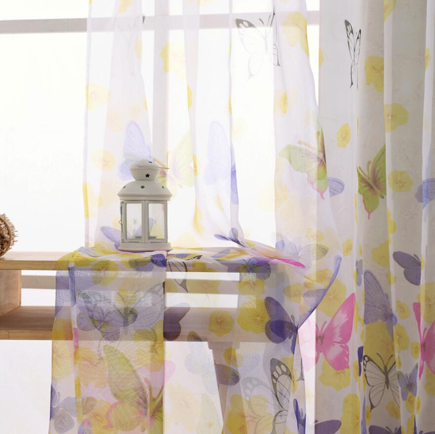 Romantic Butterfly Print Window Curtains Room Divider For Living Room Bedroom Home Decor