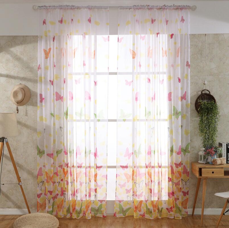 Romantic Butterfly Print Window Curtains Room Divider For Living Room Bedroom Home Decor